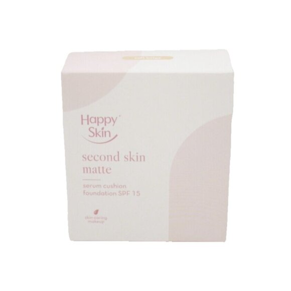 Happy Skin Second Skin Matte Serum Cushion Foundation SPF15 Soft Beige NIB - Picture 3 of 6